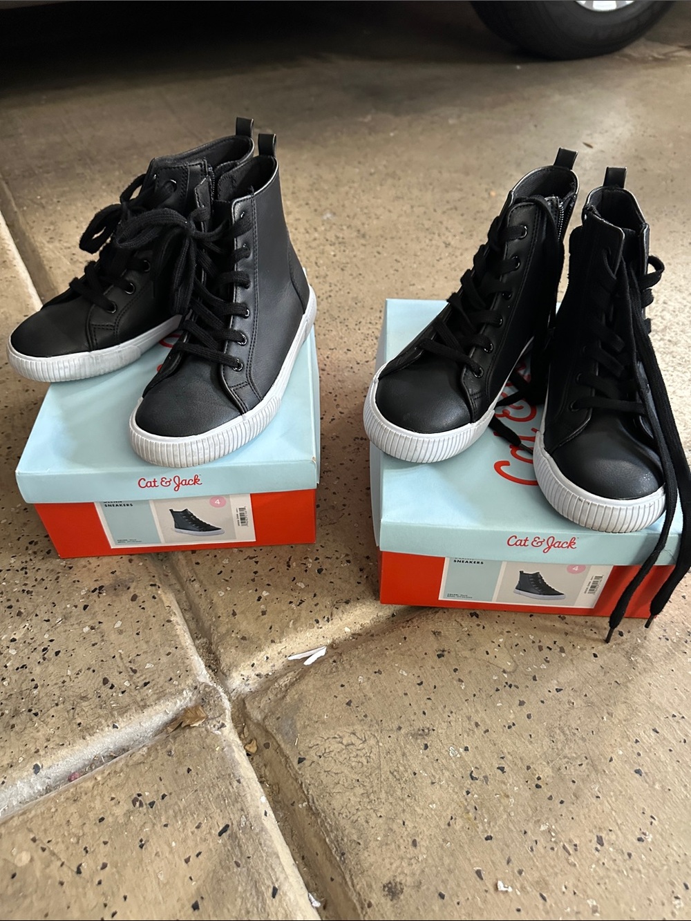 Cat & Jack Black High-Top Lace-Up Sneakers with White Soles ( 2 pairs)